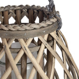 small wicker bulbous lantern