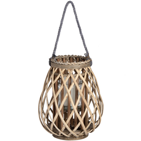small wicker bulbous lantern