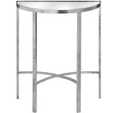 Colette Mirrored Silver Half Moon Table With Cross Detail