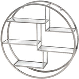 large circular silver wall hanging multi shelf