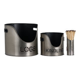 Natasha Pewter Finish Logs And Kindling Buckets & Matchstick Holder