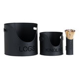 Natasha Pewter Finish Logs And Kindling Buckets & Matchstick Holder