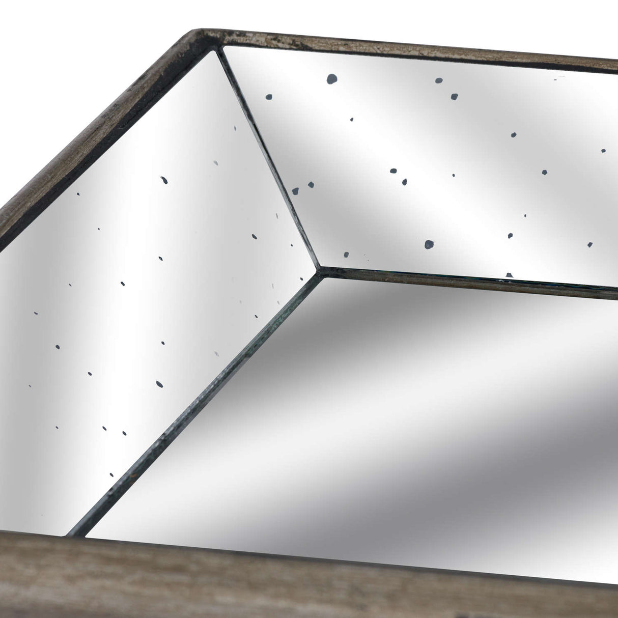 astor distressed mirrored tray with wooden detailing