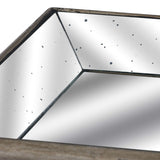 astor distressed mirrored tray with wooden detailing