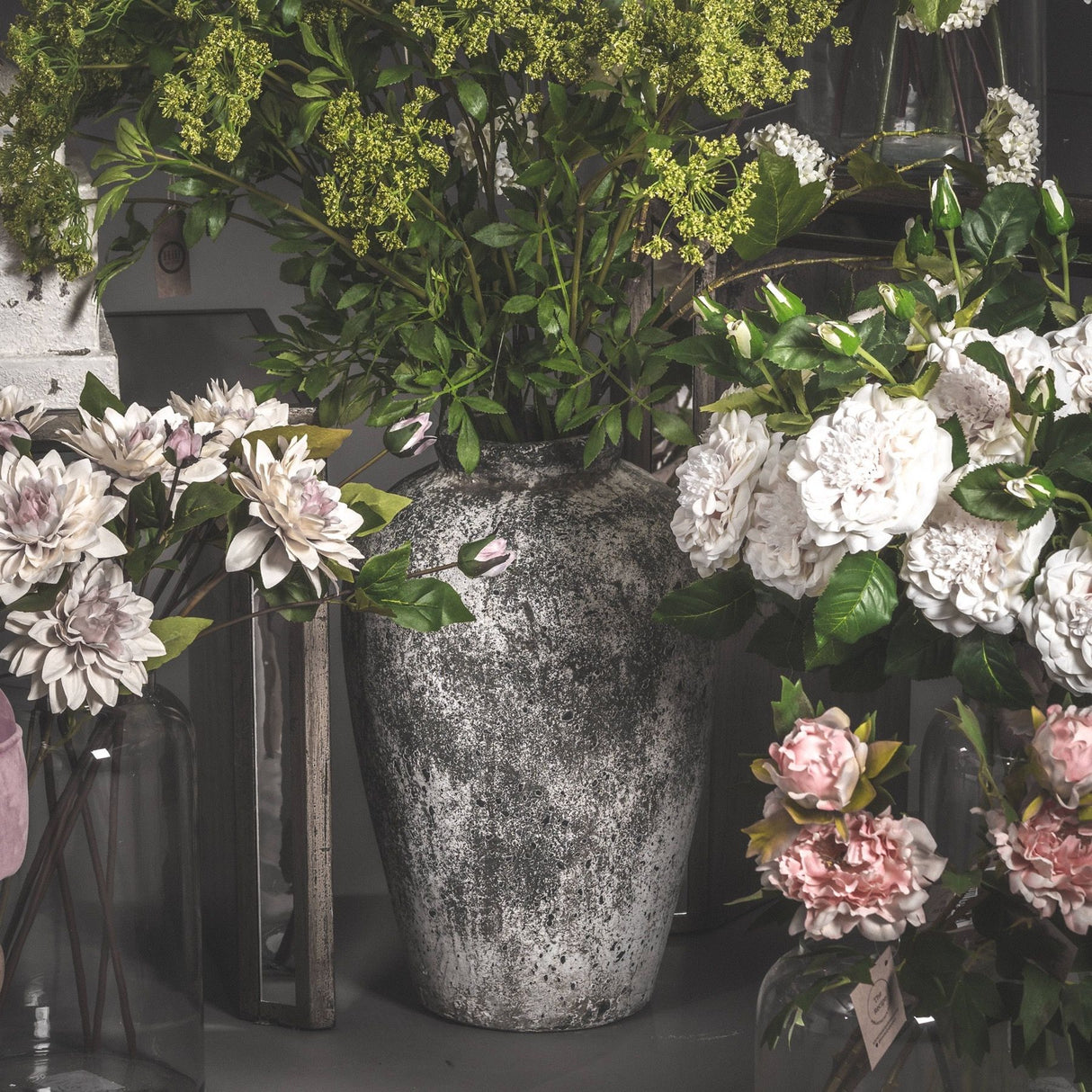 aged stone tall ceramic vase