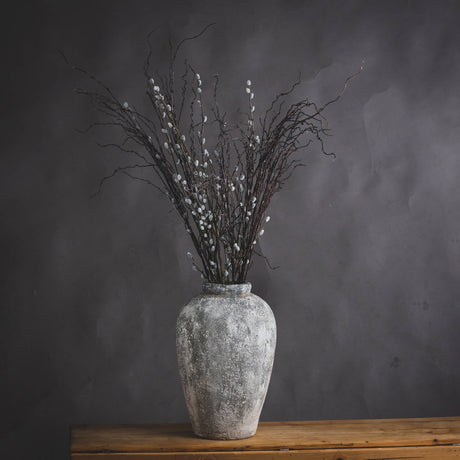 aged stone tall ceramic vase