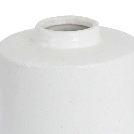 white with grey detail large cylindrical ceramic vase
