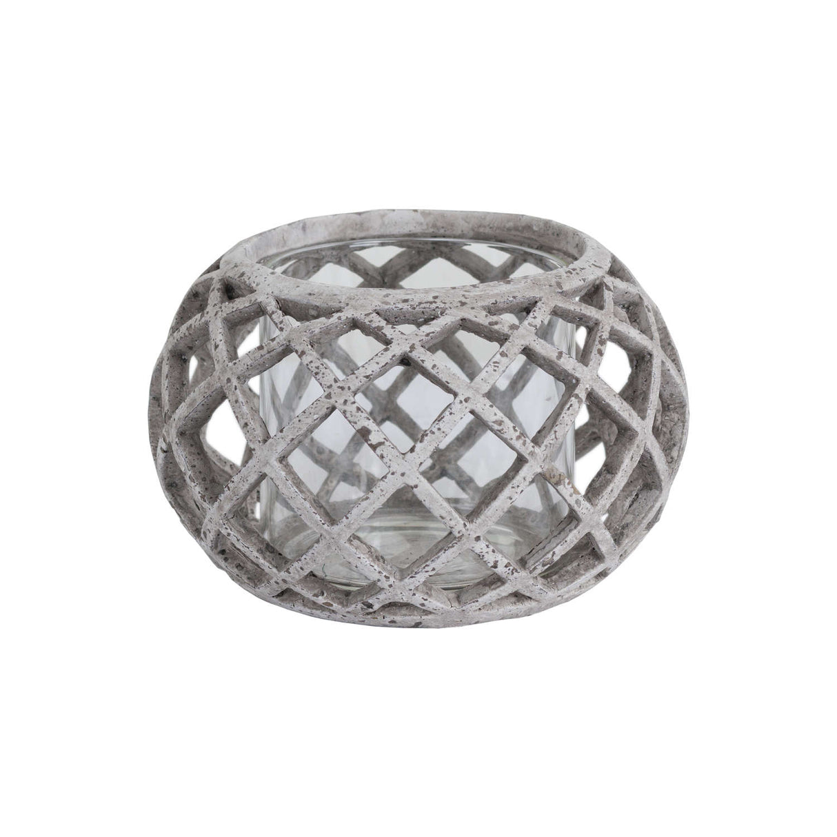 round ceramic lattice hurricane lantern