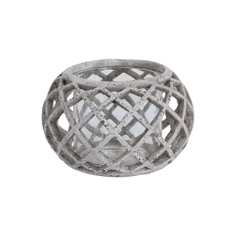 round ceramic lattice hurricane lantern