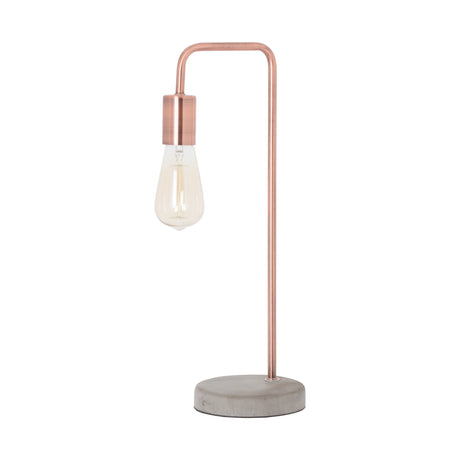 copper industrial lamp with stone base