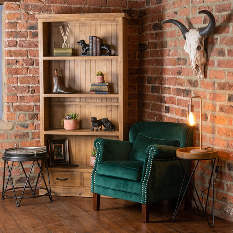 copper industrial lamp with stone base