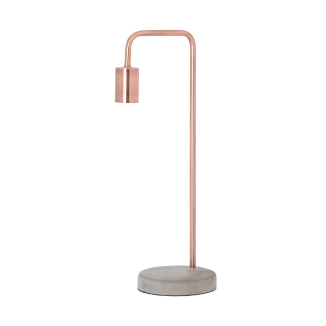 copper industrial lamp with stone base