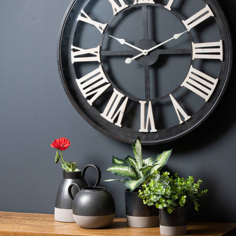 large metallic grey ceramic planter