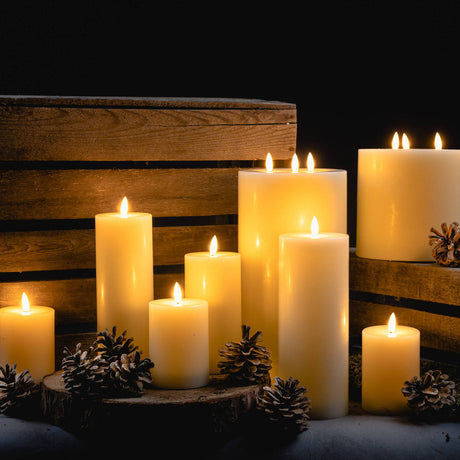 luxe collection natural glow 3 x 6 led cream candle