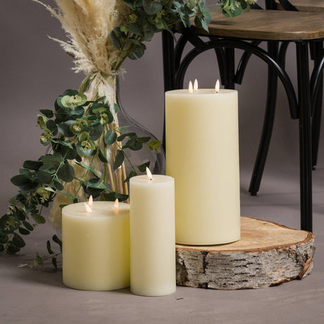 luxe collection natural glow 3 x 8 led cream candle