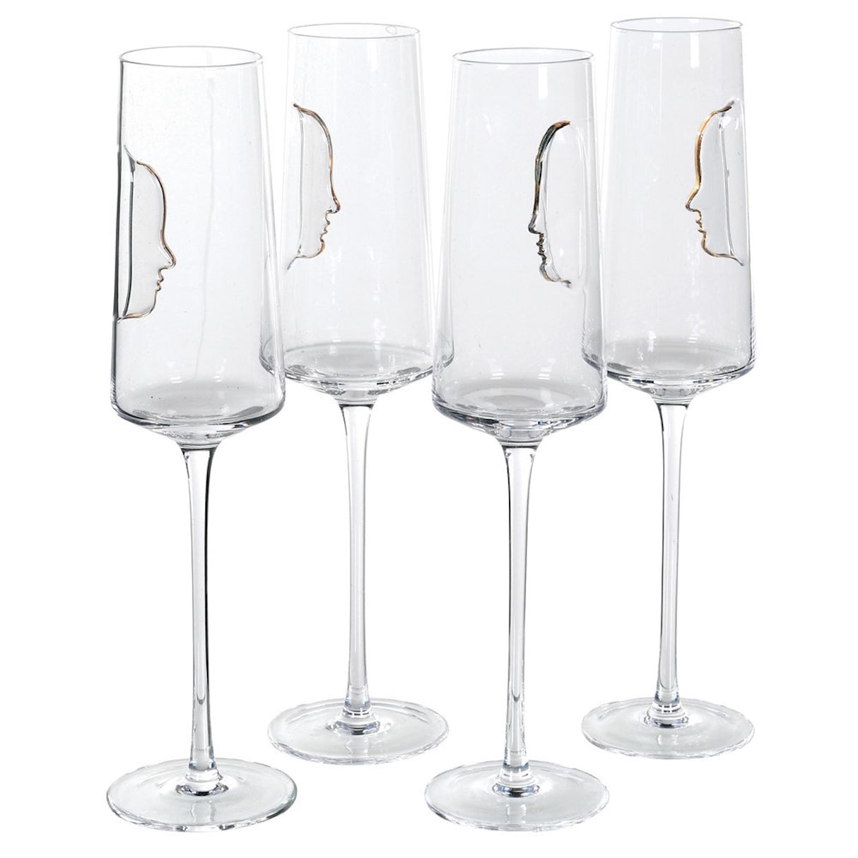 Flavie Set of 4 Crystal Champagne Flutes (Gold)