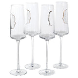 Flavie Set of 4 Crystal Champagne Flutes (Gold)
