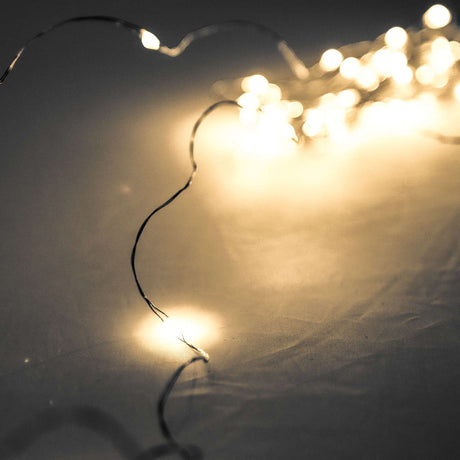 100 led battery micro lights silver wire 10m