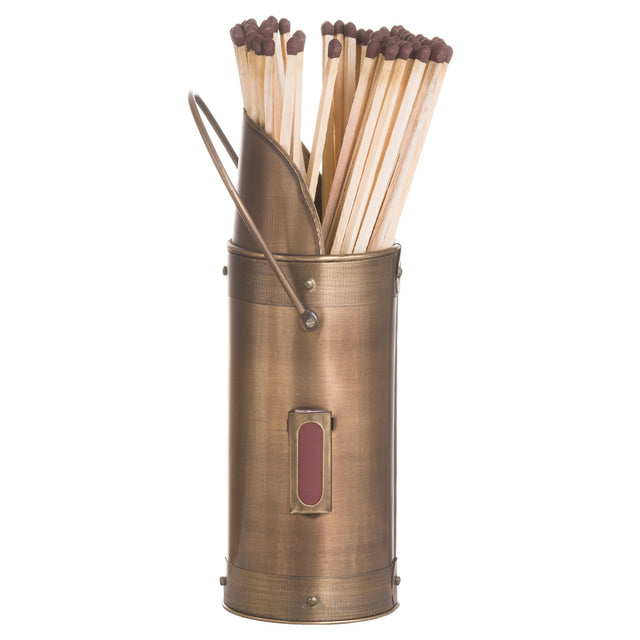 antique bronze matchstick holder with 60 matches