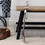 silver nickel stag head detail shoe horn