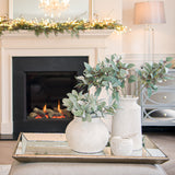 astor distressed large mirrored tray with wooden detailing