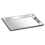 astor distressed large mirrored tray with wooden detailing