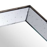 astor distressed mirrored square tray w wooden detailing sml