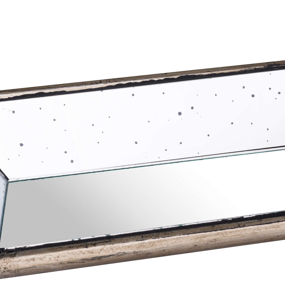 astor distressed mirrored display tray with wooden detailing