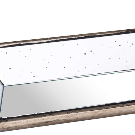 astor distressed mirrored display tray with wooden detailing