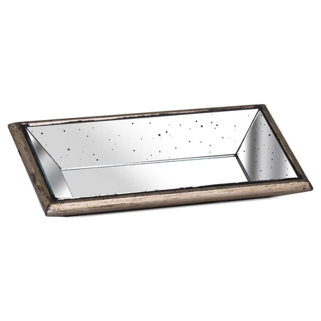 astor distressed mirrored display tray with wooden detailing