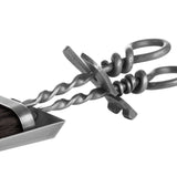 silver hearth tidy set with hand turned loop handle