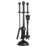 ball topped companion set in black