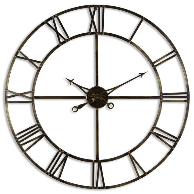 large antique brass large skeleton clock
