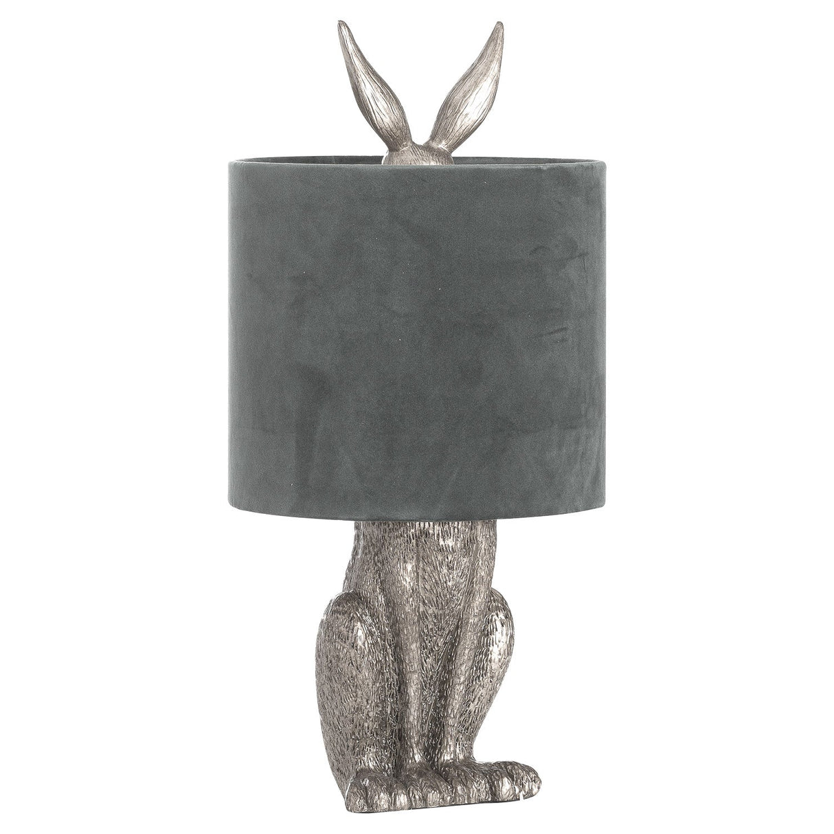 Chloe Silver Hare Table Lamp With Grey Velvet Shade