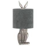 Chloe Silver Hare Table Lamp With Grey Velvet Shade