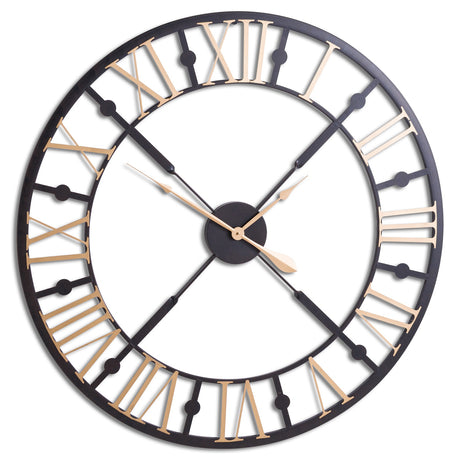black and gold skeleton clock