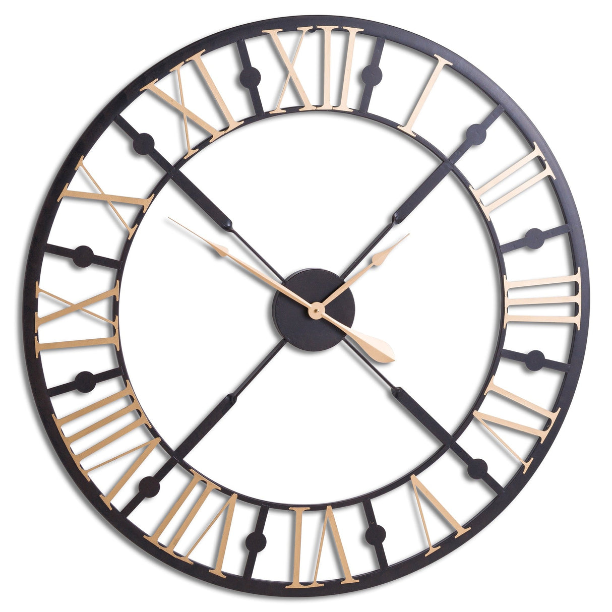Enora Black And Gold Skeleton Clock