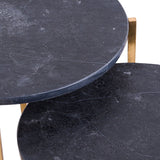 set of 2 gold and black marble tables