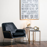 set of 2 gold and black marble tables