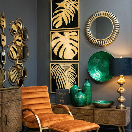 square decorative hanging collage mirror in gold