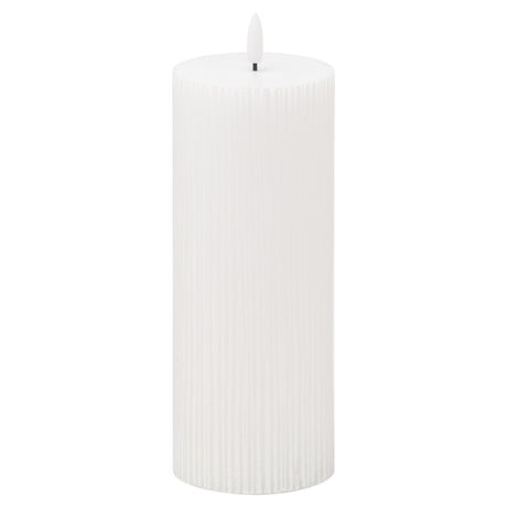 luxe collection natural glow 3x8 textured ribbed led candle
