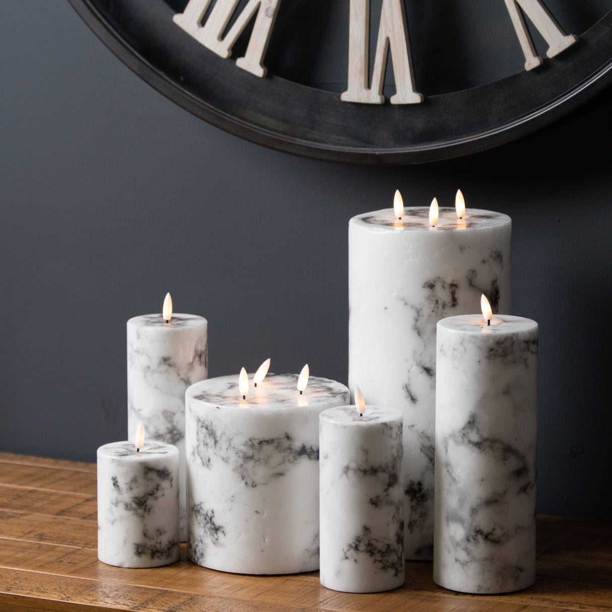 luxe collection natural glow 3x6 marble effect led candle