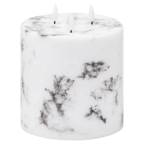 luxe collection natural glow 6x6 marble effect led candle