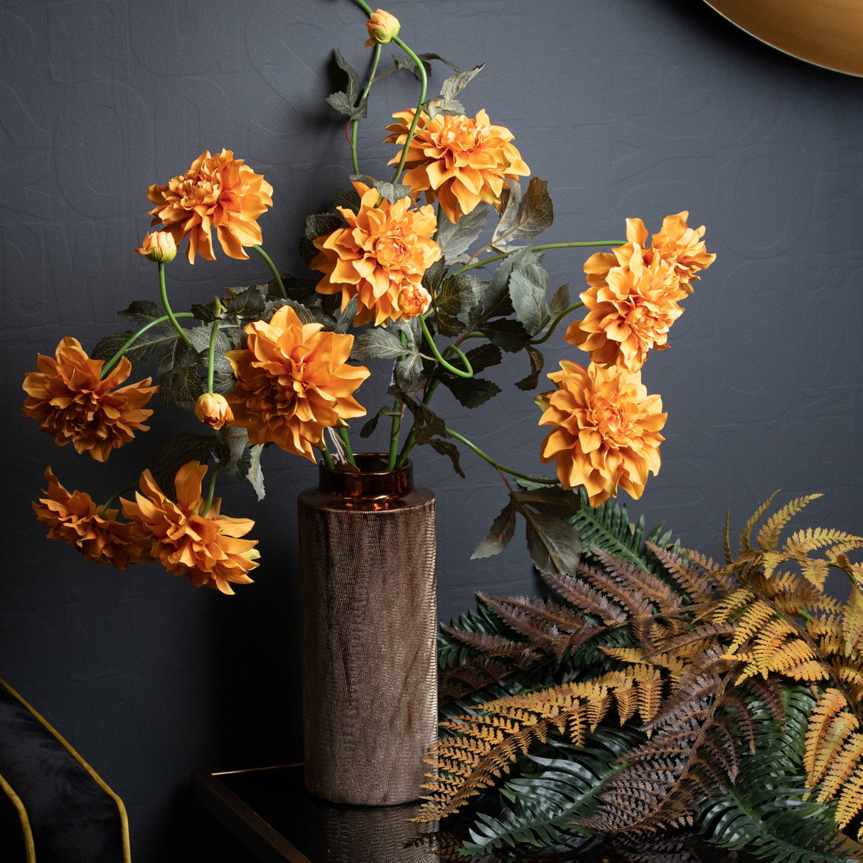 orange dahlia spray
