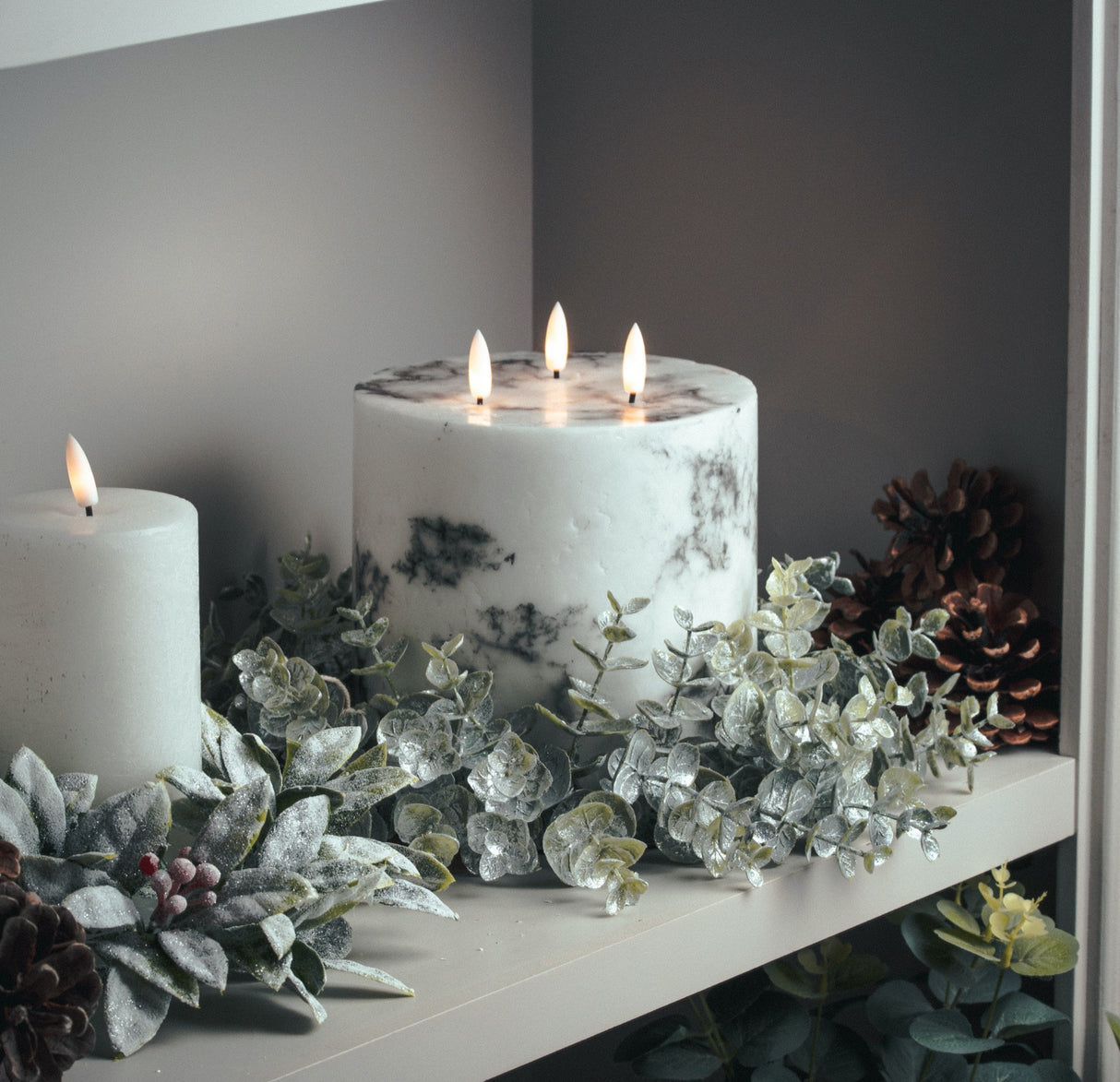 large frosted eucalyptus candle wreath