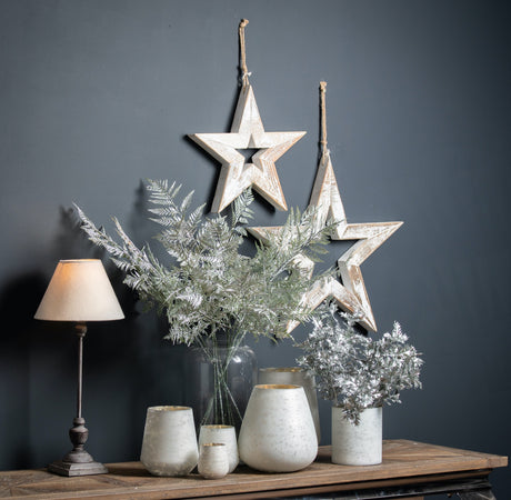 large antique white wooden sparkle star