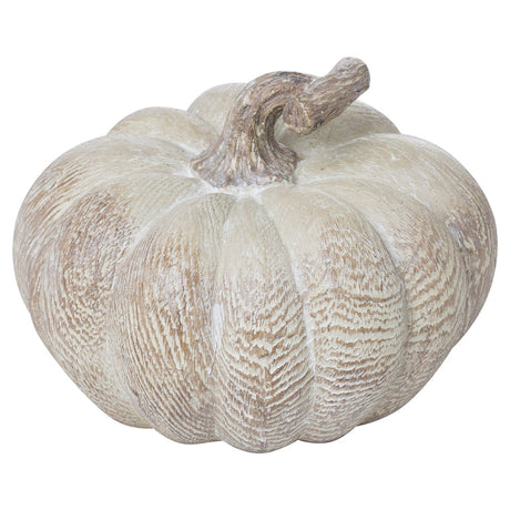 carved wood effect small squat pumpkin