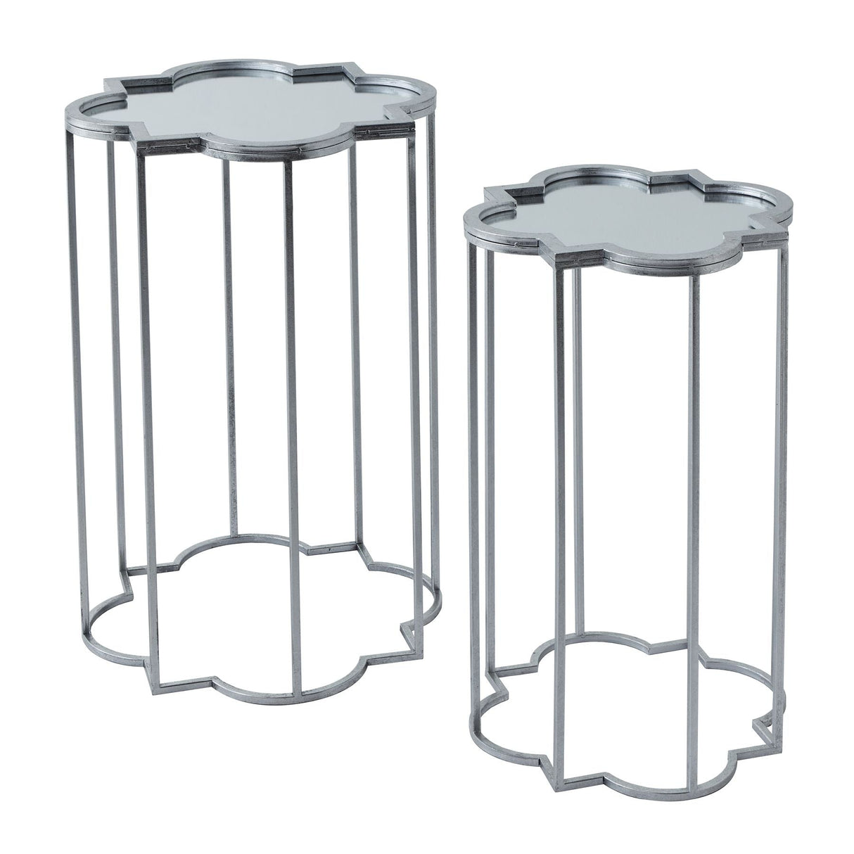 Floriane Quarter Foil Mirrored Set Of Two Side Tables