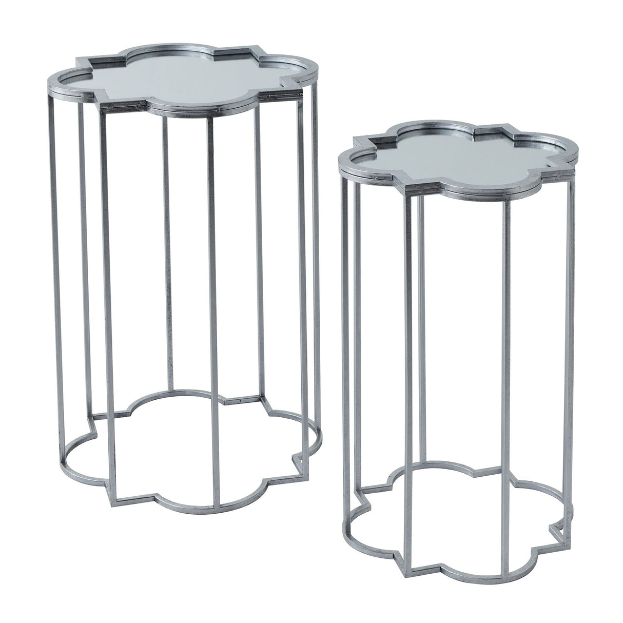 quarter foil mirrored set of two side tables