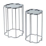 quarter foil mirrored set of two side tables